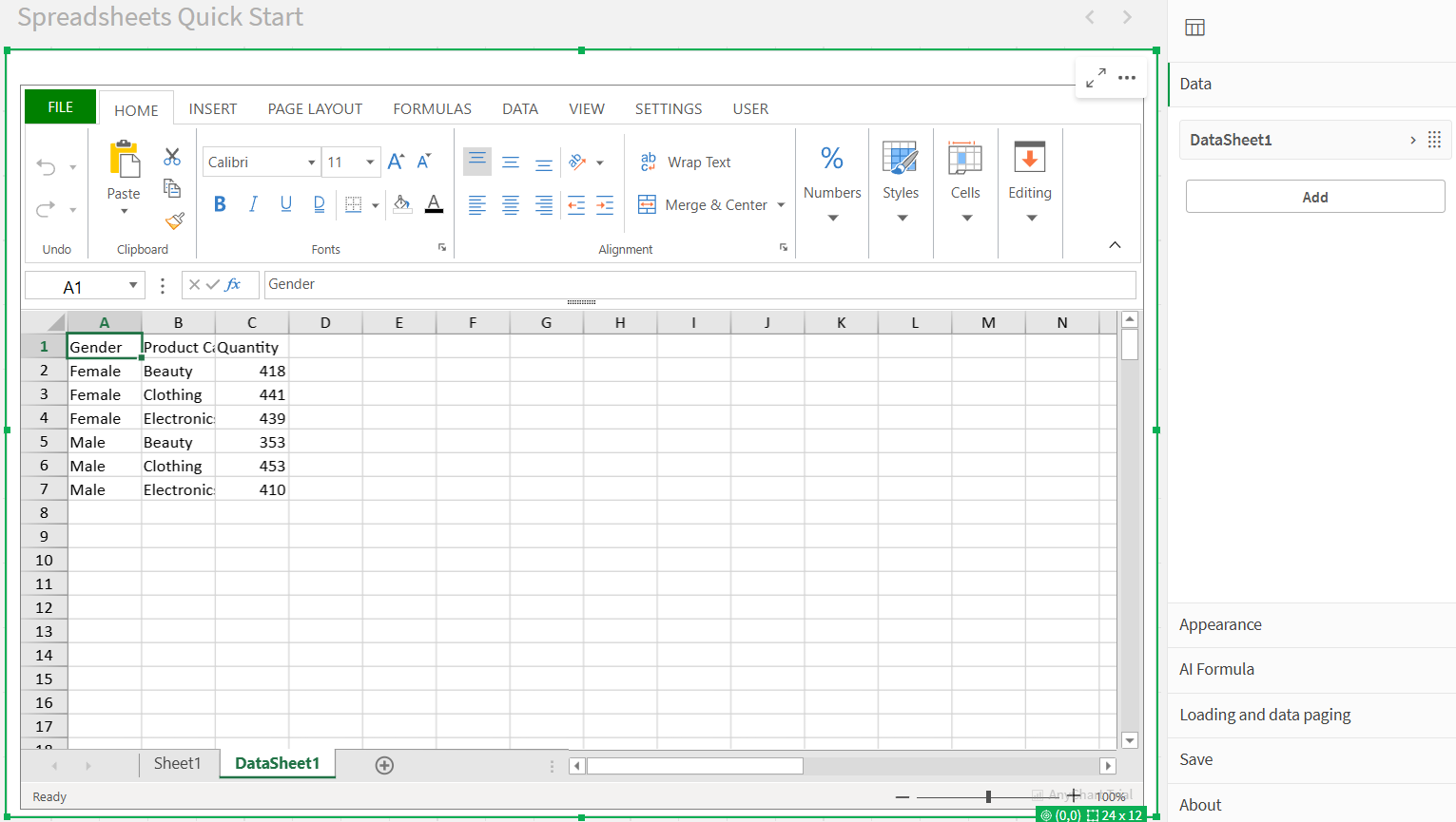 Spreadsheets Quick Start